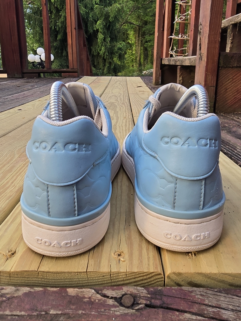 Coach Womens Clip Sneaker Signature Leather Casual Low Blue Size 8.5 CJ503 - Picture 11 of 15
